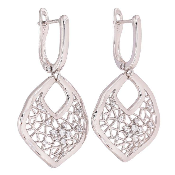 Серьги Xuping Родий английский замок Ажурные подвески фото №21