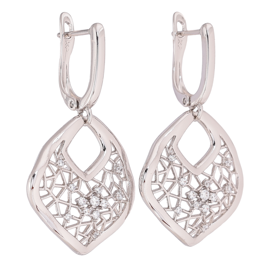 Серьги Xuping Родий английский замок Ажурные подвески фото №1 Серьги Xuping Родий английский замок Ажурные подвески фото №1