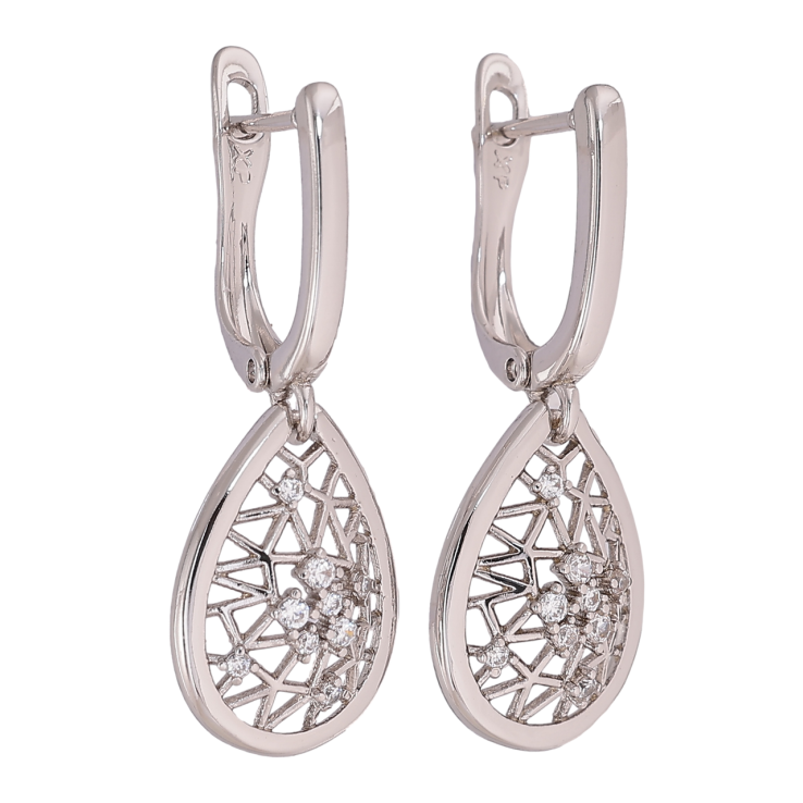 Серьги Xuping Родий английский замок Ажурные подвески фото №20