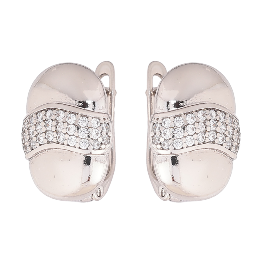 Серьги Xuping Родий английский замок Овалы с инкрустацией кристаллами фото №1