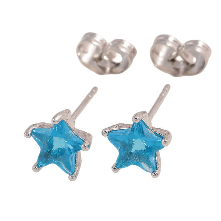 Серьги Xuping Родий пусеты Голубые кристальные звезды фото №11 Серьги Xuping Родий пусеты Голубые кристальные звезды фото №11