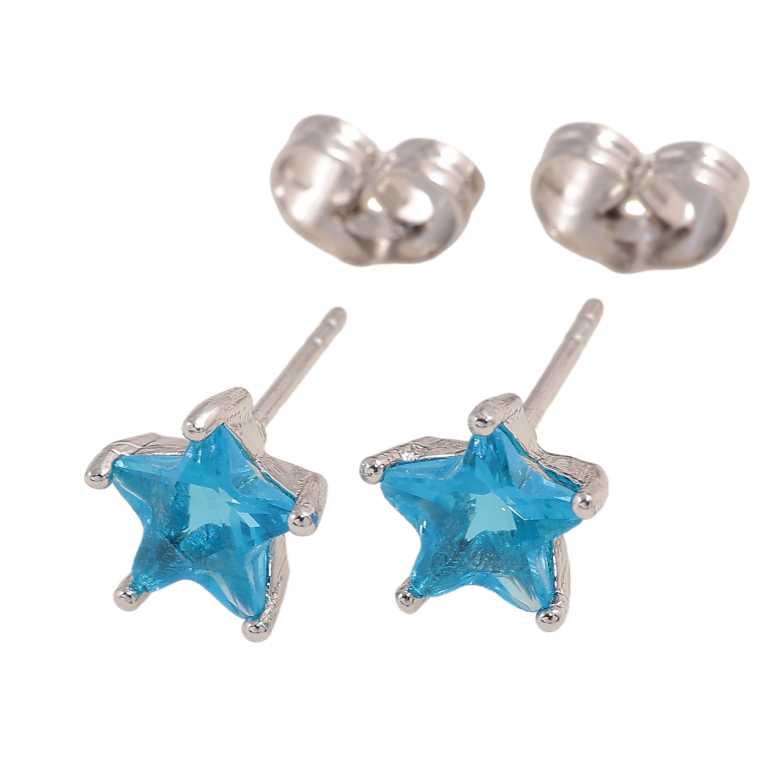 Серьги Xuping Родий пусеты Голубые кристальные звезды фото №1 Серьги Xuping Родий пусеты Голубые кристальные звезды фото №1