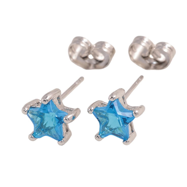 Серьги Xuping Родий пусеты Голубые кристальные звезды фото №12 Серьги Xuping Родий пусеты Голубые кристальные звезды фото №12