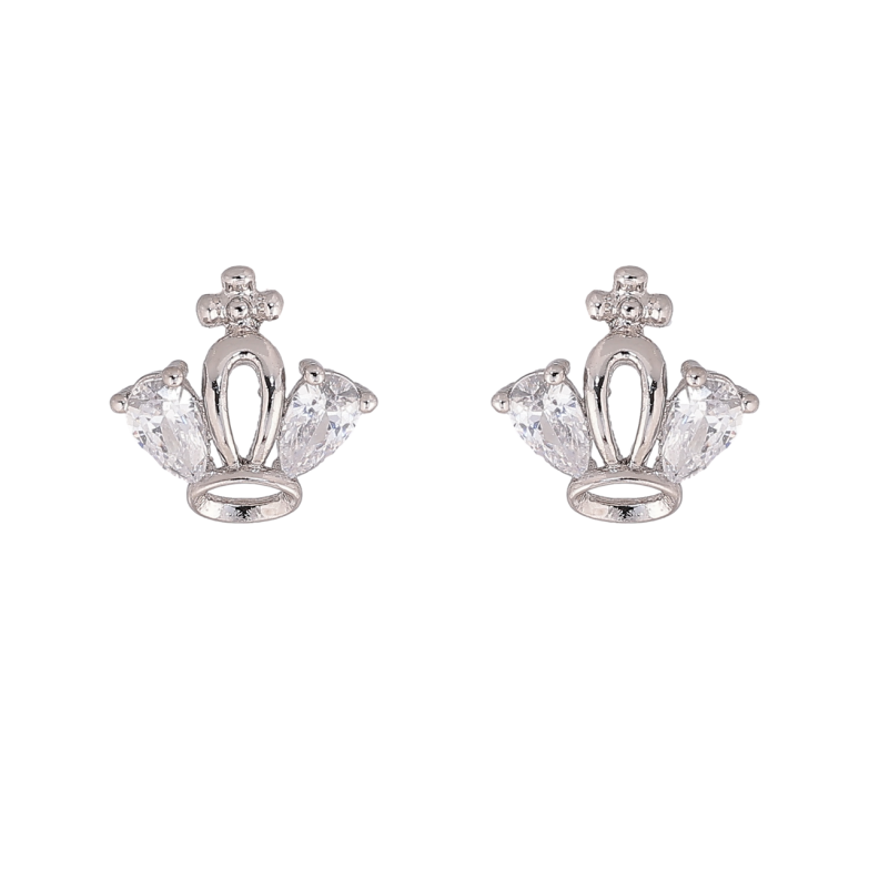 Серьги Xuping Родий пусеты Кристальная корона фото №1 Серьги Xuping Родий пусеты Кристальная корона фото №1