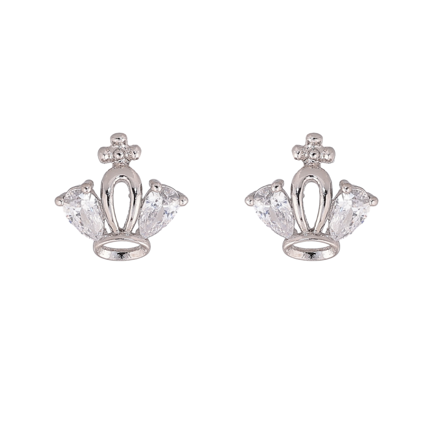 Серьги Xuping Родий пусеты Кристальная корона фото №1 Серьги Xuping Родий пусеты Кристальная корона фото №1