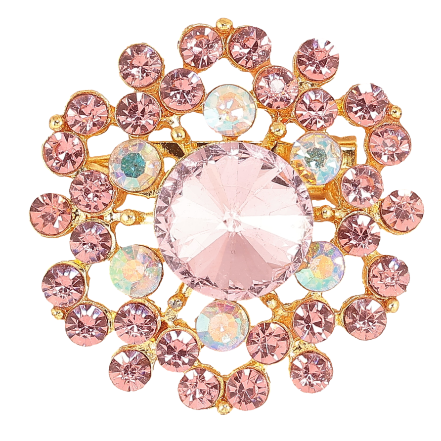 Брошь Цветок с розовыми стразами фото №1 Брошь Цветок с розовыми стразами фото №1