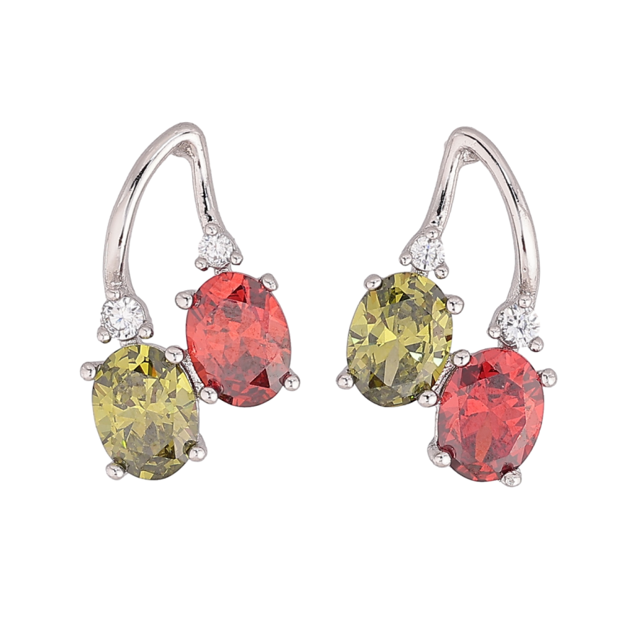 Сережки Xuping Родій пусети Кольорові кристали фото №1