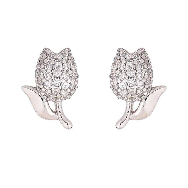 Серьги Xuping цвет Родий пусеты Тюльпаны с инкрустацией кристаллами фото №1 Серьги Xuping цвет Родий пусеты Тюльпаны с инкрустацией кристаллами фото №1