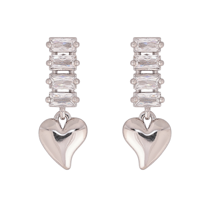 Серьги Xuping цвет Родий пусеты Сердечки на кристальных дорожках фото №24 Серьги Xuping цвет Родий пусеты Сердечки на кристальных дорожках фото №24