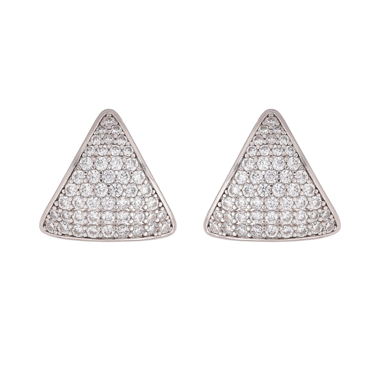 Серьги Xuping цвет Родий пусеты Треугольники с инкрустацией кристаллами фото №1 Серьги Xuping цвет Родий пусеты Треугольники с инкрустацией кристаллами фото №1