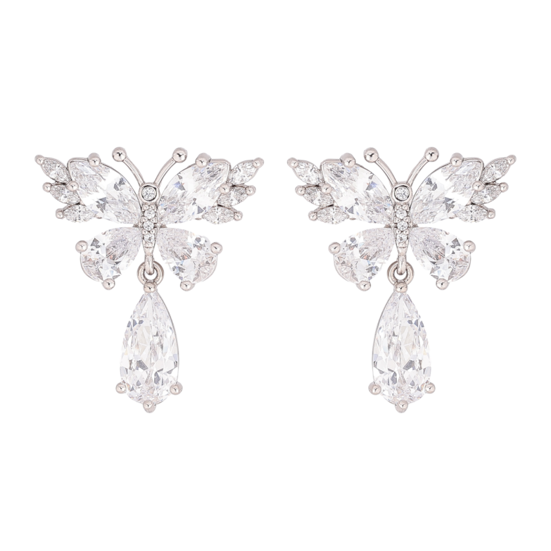 Серьги Xuping цвет Родий пусеты Кристальные бабочки фото №1 Серьги Xuping цвет Родий пусеты Кристальные бабочки фото №1