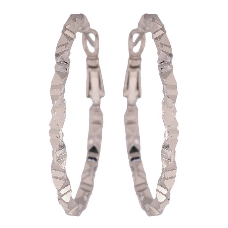 Сережки Xuping колір Родій кільця (конго) Декоративний візерунок ø 4см фото №1 Сережки Xuping колір Родій кільця (конго) Декоративний візерунок ø 4см фото №1