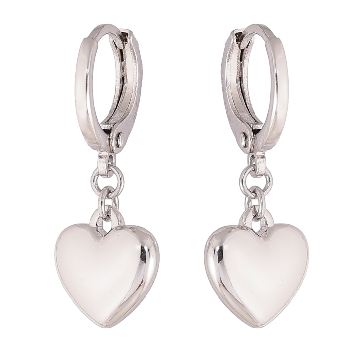 Сережки Xuping колір Родій підвіски на колечках Сердечка фото №11