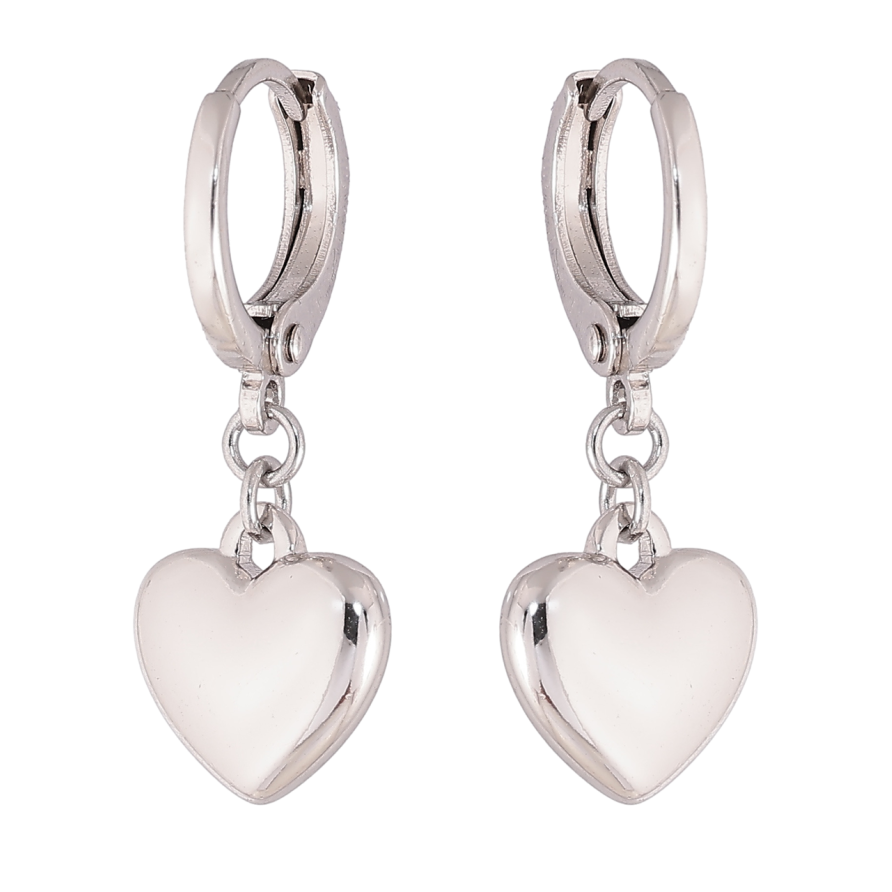 Сережки Xuping колір Родій підвіски на колечках Сердечка фото №1