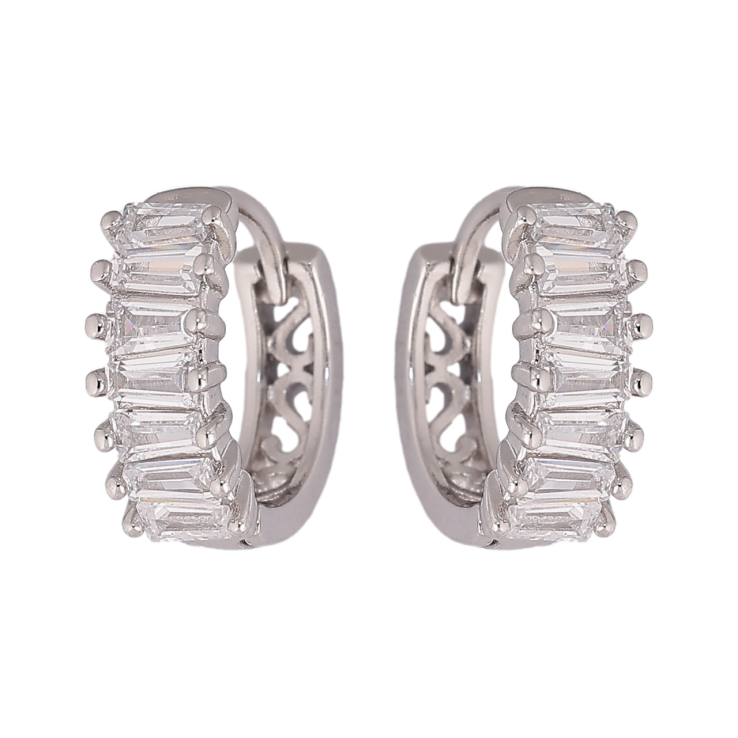 Серьги Xuping цвет Родий колечки Дорожки кристаллов фото №8