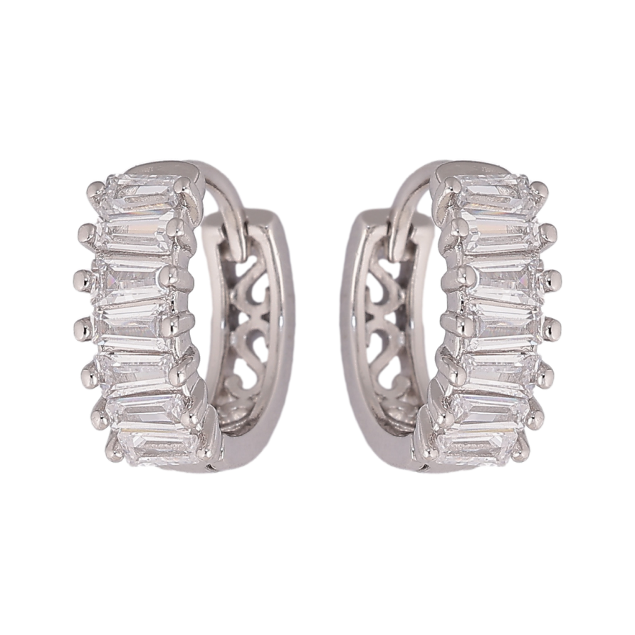 Серьги Xuping цвет Родий колечки Дорожки кристаллов фото №1 Серьги Xuping цвет Родий колечки Дорожки кристаллов фото №1