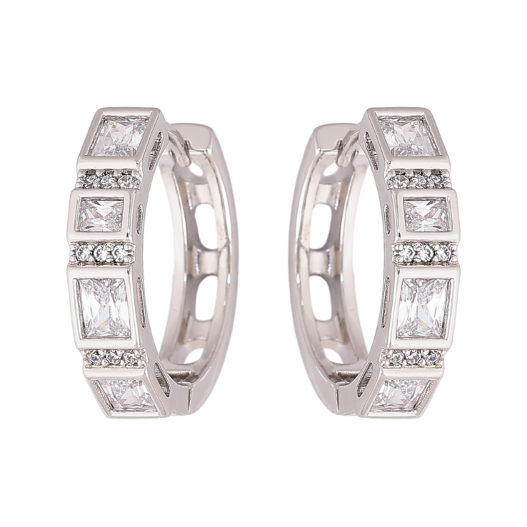 Серьги Xuping цвет Родий колечки Дорожки кристаллов фото №7