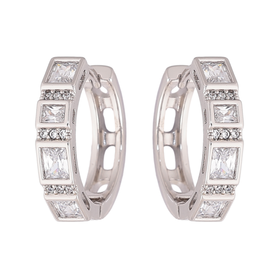 Серьги Xuping цвет Родий колечки Дорожки кристаллов фото №1