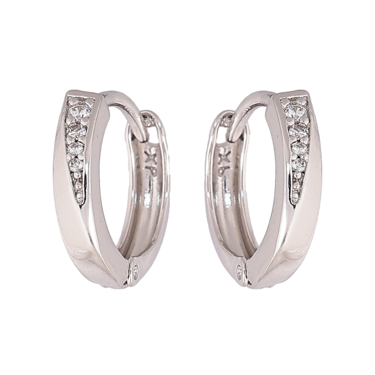 Сережки Xuping колір Родій колечка Візерунок кристалами фото №19