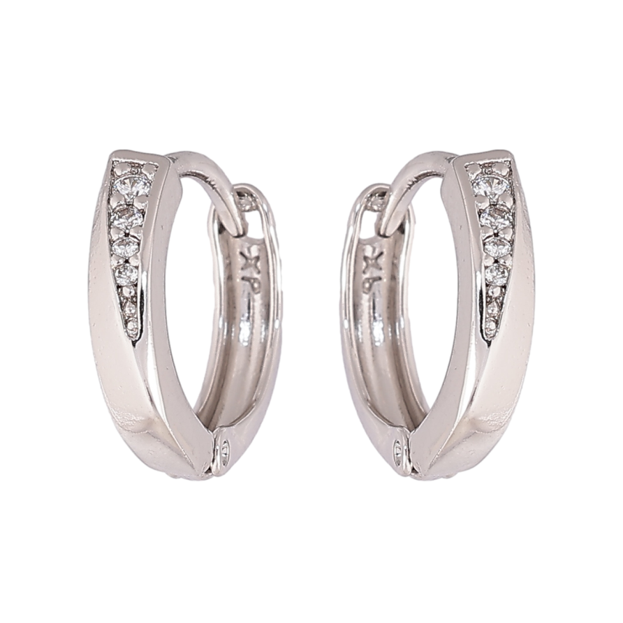 Сережки Xuping колір Родій колечка Візерунок кристалами фото №1