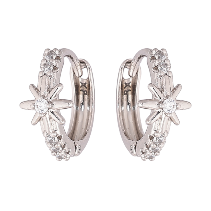 Серьги Xuping цвет Родий колечки Звезды на кристальных дорожках фото №13