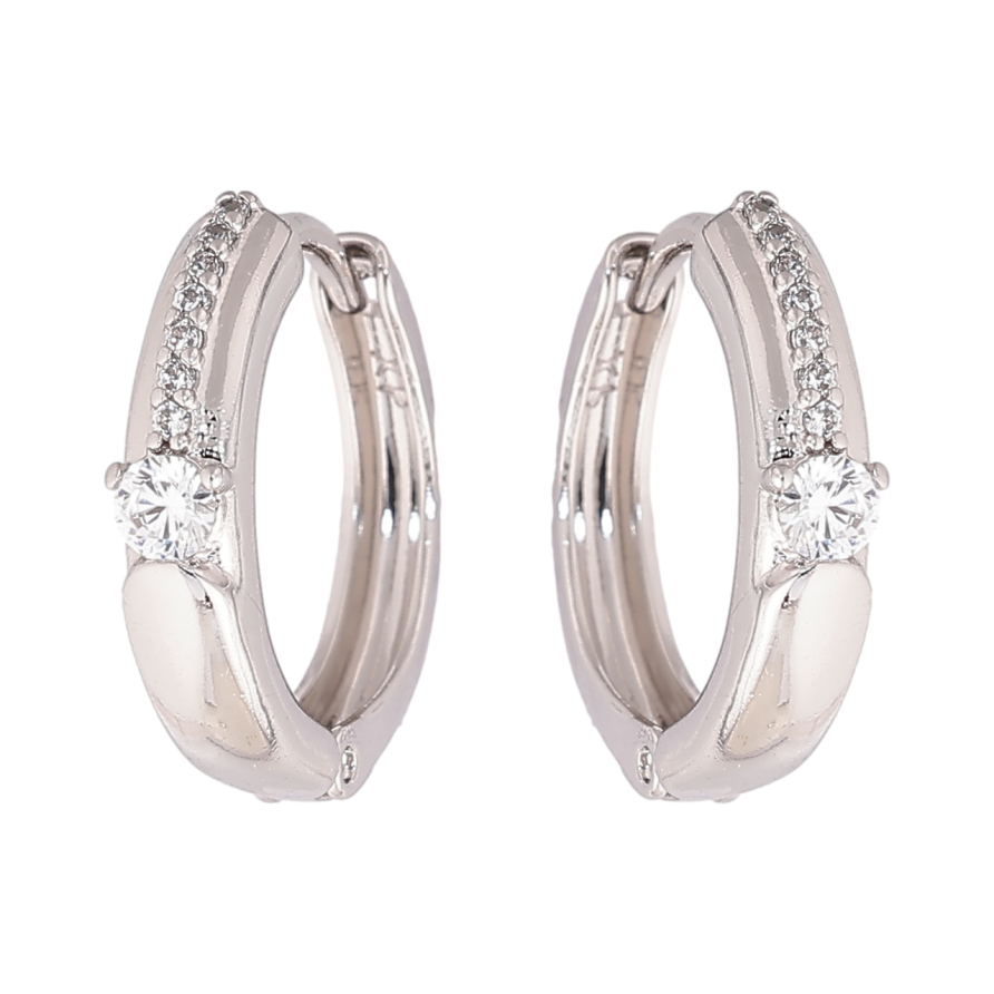 Сережки Xuping колір Родій колечка Візерунок кристалами фото №1