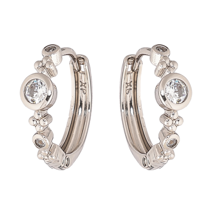 Сережки Xuping колір Родій колечка Декоративний візерунок з кристалами фото №1 Сережки Xuping колір Родій колечка Декоративний візерунок з кристалами фото №1