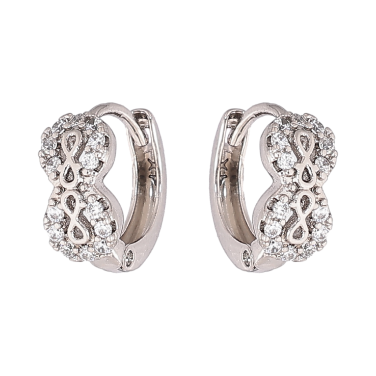 Серьги Xuping цвет Родий колечки Восьмерки с кристаллами фото №6