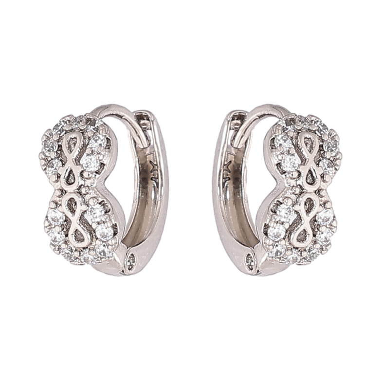 Серьги Xuping цвет Родий колечки Восьмерки с кристаллами фото №2 Серьги Xuping цвет Родий колечки Восьмерки с кристаллами фото №2