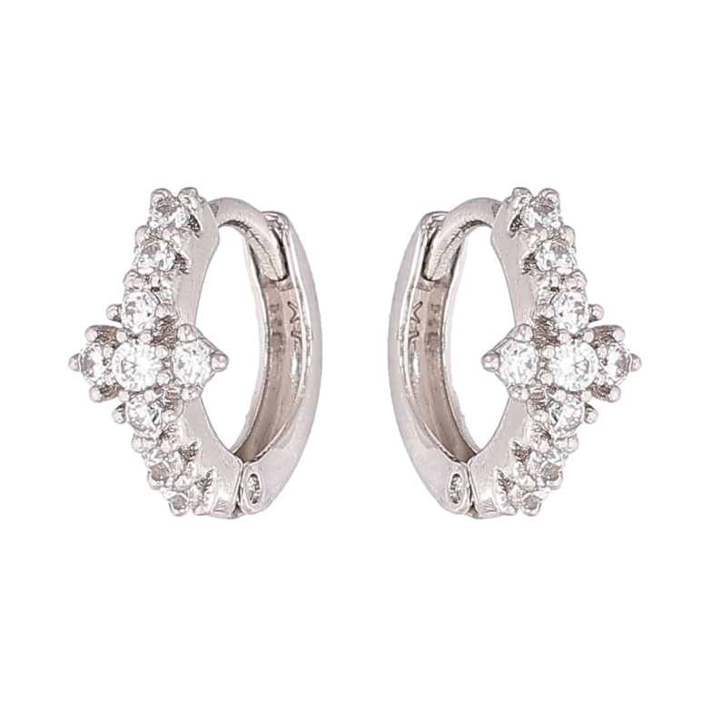 Сережки Xuping колір Родій колечка Візерунок з кристалами фото №1