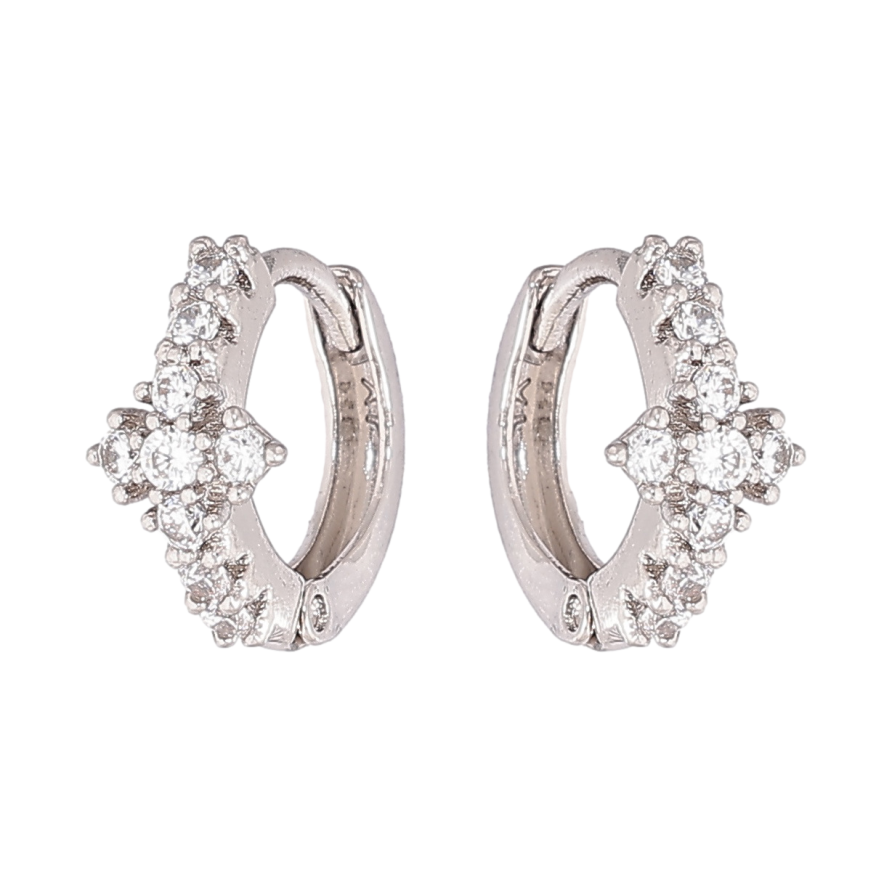 Серьги Xuping цвет Родий колечки Узор с кристаллами фото №1