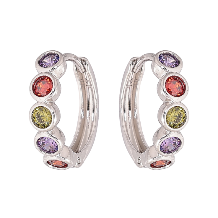 Серьги Xuping цвет Родий колечки Дорожки разноцветных кристаллов фото №17 Серьги Xuping цвет Родий колечки Дорожки разноцветных кристаллов фото №17