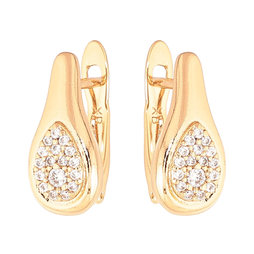 Сережки Xuping колір Позолота 18K англійський замок Візерунок з кристалами фото №1 Сережки Xuping колір Позолота 18K англійський замок Візерунок з кристалами фото №1