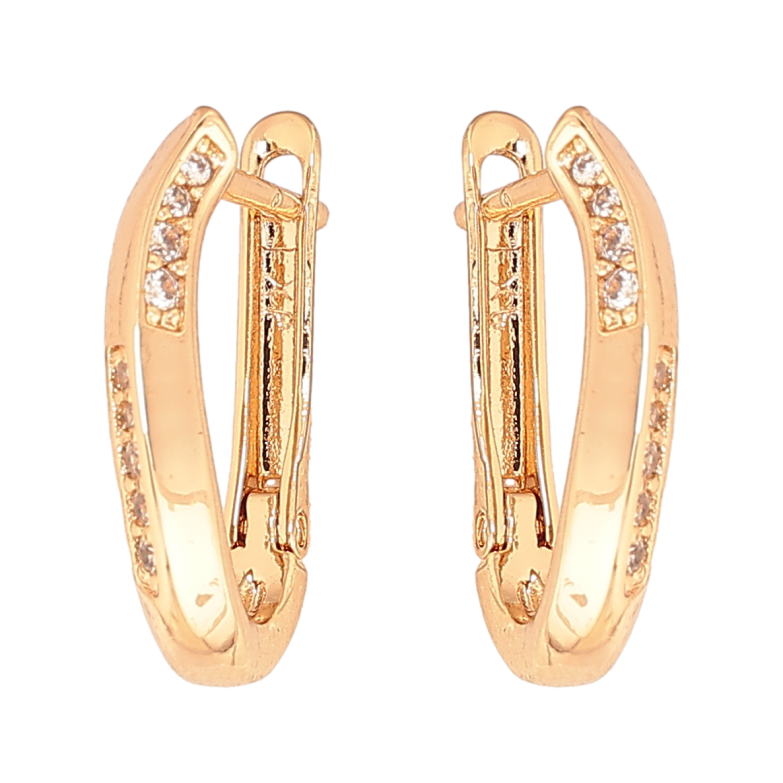 Серьги Xuping цвет Позолота 18K английский замок Узор с кристаллами фото №1