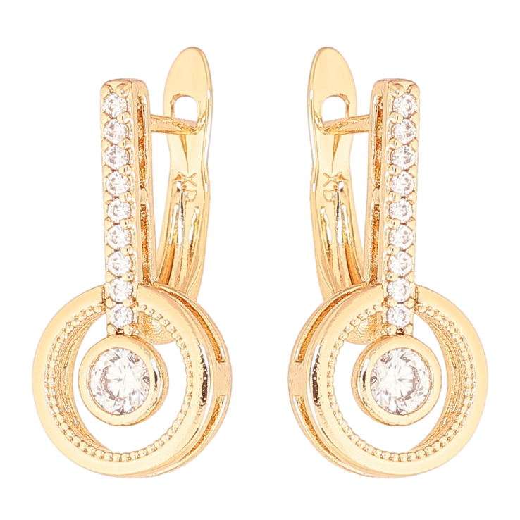 Серьги Xuping цвет Позолота 18K английский замок Узор с кристаллами фото №11