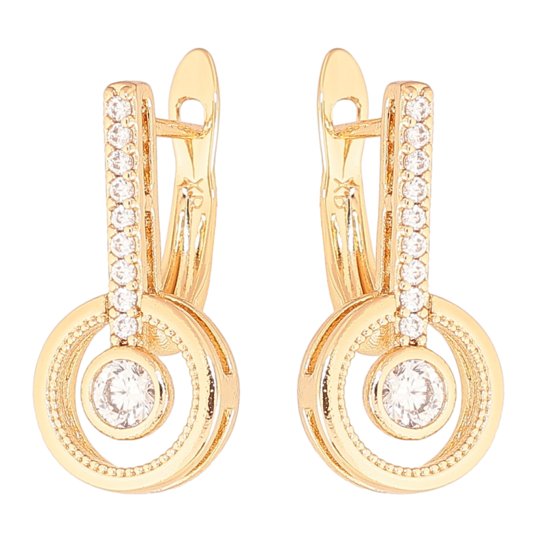 Серьги Xuping цвет Позолота 18K английский замок Узор с кристаллами фото №1