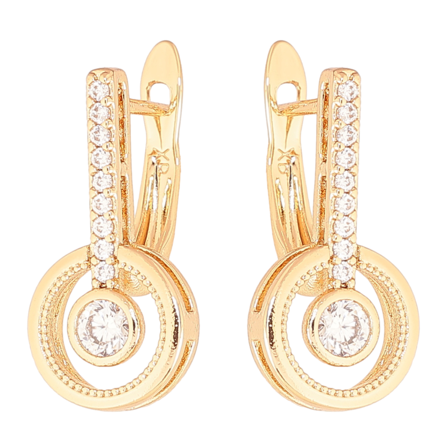 Серьги Xuping цвет Позолота 18K английский замок Узор с кристаллами фото №1