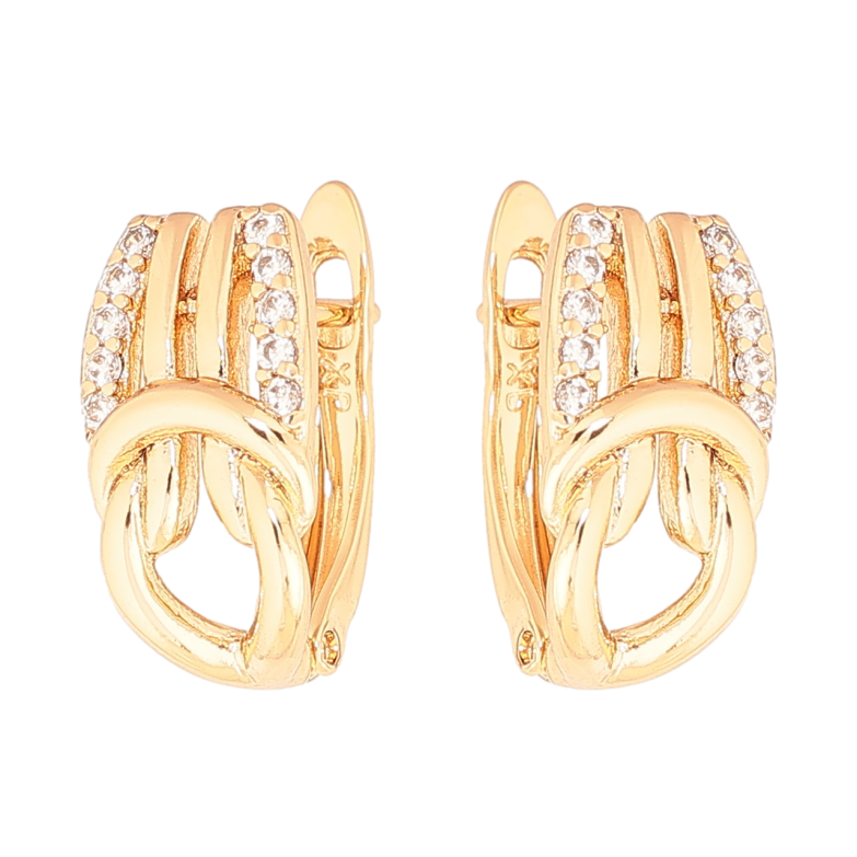 Серьги Xuping цвет Позолота 18K английский замок Декоративный узор с кристаллами фото №4