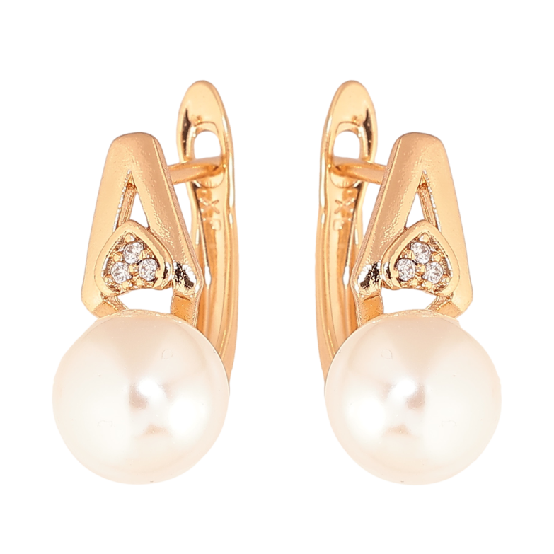 Сережки Xuping колір Позолота 18K англійський замок Візерунок з перлинами фото №1