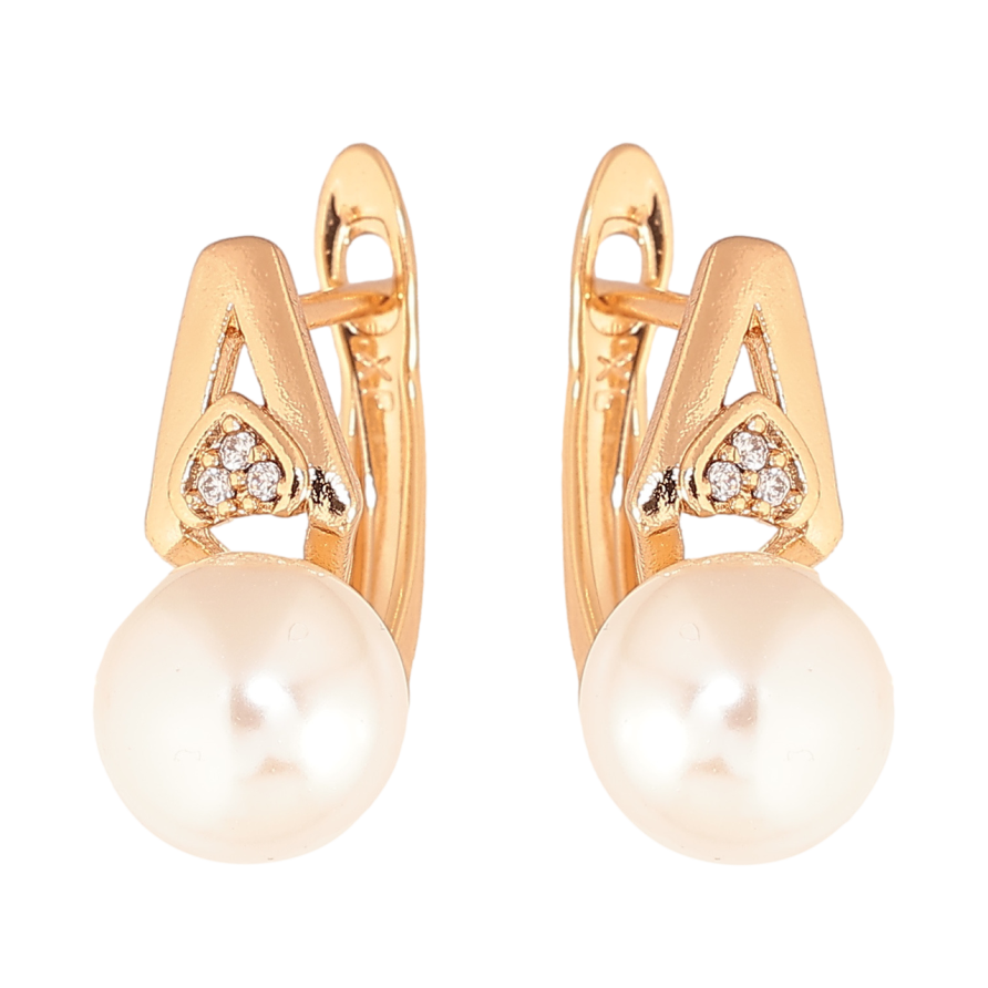 Сережки Xuping колір Позолота 18K англійський замок Візерунок з перлинами фото №1