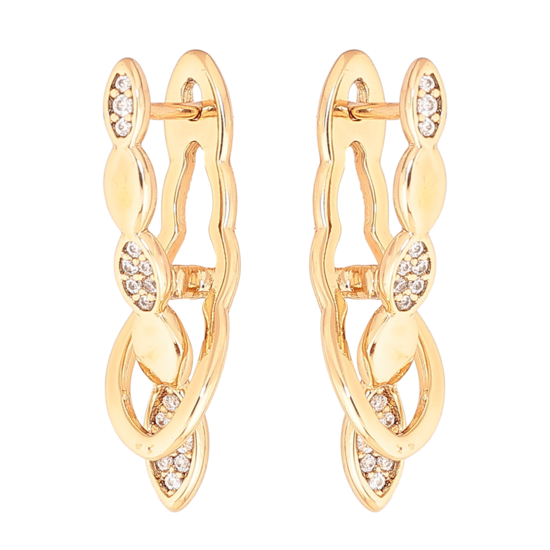 Серьги Xuping цвет Позолота 18K английский замок Декоративный узор с кристаллами фото №1