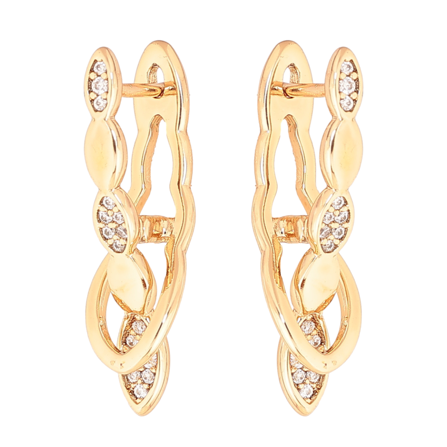 Серьги Xuping цвет Позолота 18K английский замок Декоративный узор с кристаллами фото №1