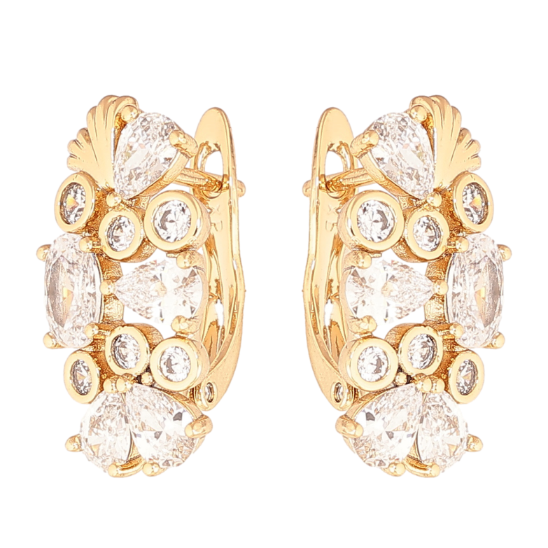 Серьги Xuping цвет Позолота 18K английский замок Россыпь кристаллов фото №1