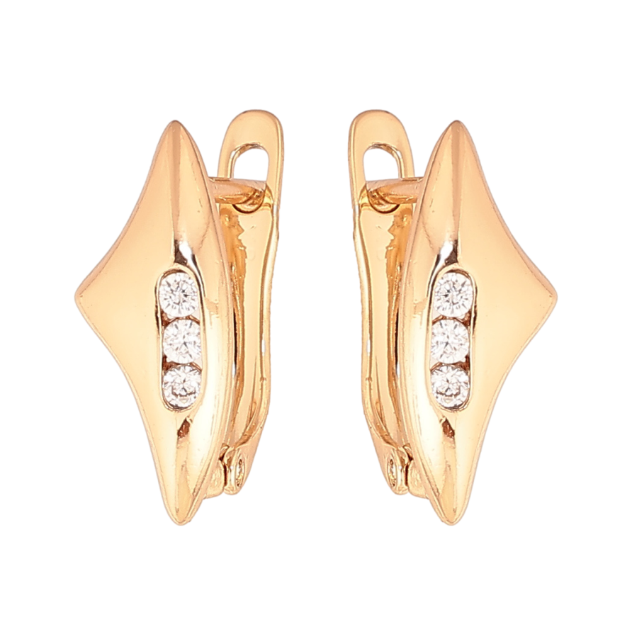 Сережки Xuping колір Позолота 18K англійський замок Візерунок з кристалами фото №1