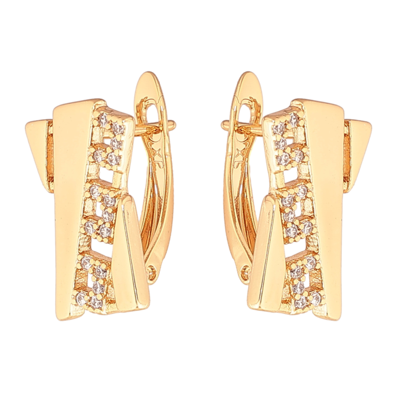 Серьги Xuping цвет Позолота 18K английский замок Декоративный узор с кристаллами фото №1