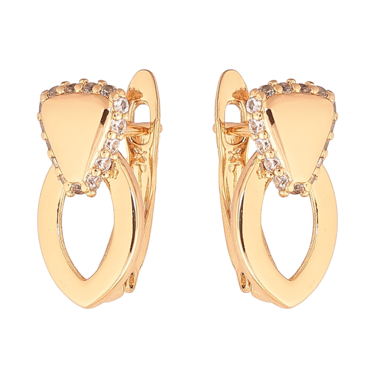 Серьги Xuping цвет Позолота 18K английский замок Узор с кристаллами фото №2