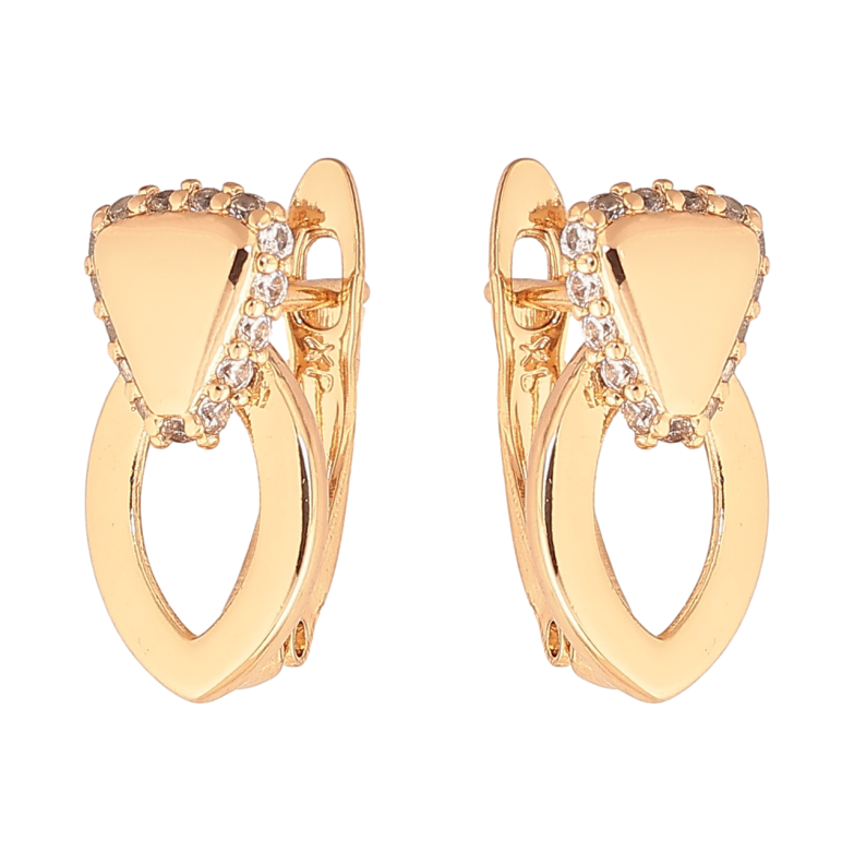 Сережки Xuping колір Позолота 18K англійський замок Візерунок з кристалами фото №1