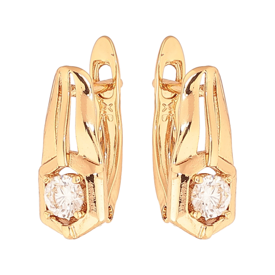 Серьги Xuping цвет Позолота 18K английский замок Узор с кристаллом фото №1