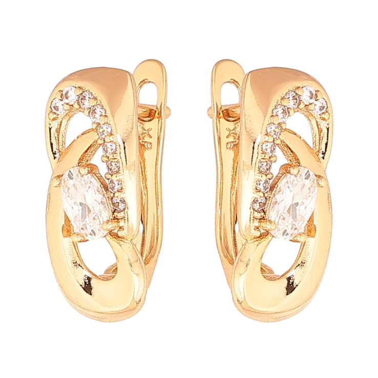 Серьги Xuping цвет Позолота 18K английский замок Узор с кристаллами фото №24