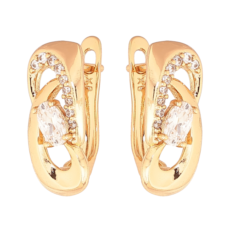 Сережки Xuping колір Позолота 18K англійський замок Візерунок з кристалами фото №1